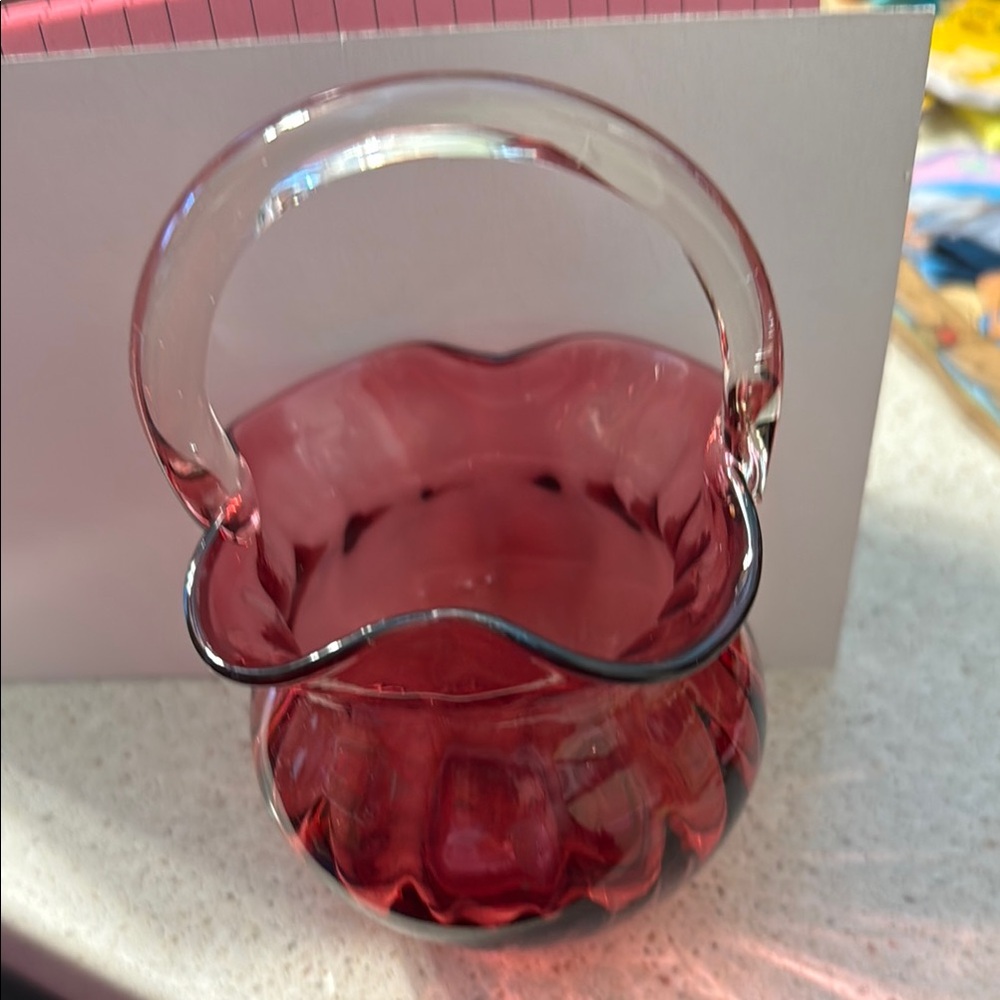 Vintage pilgrim glass with ruffled edges.
